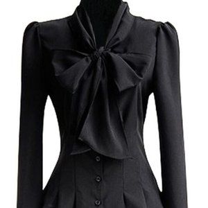Black Ruffle Victorian Blouse